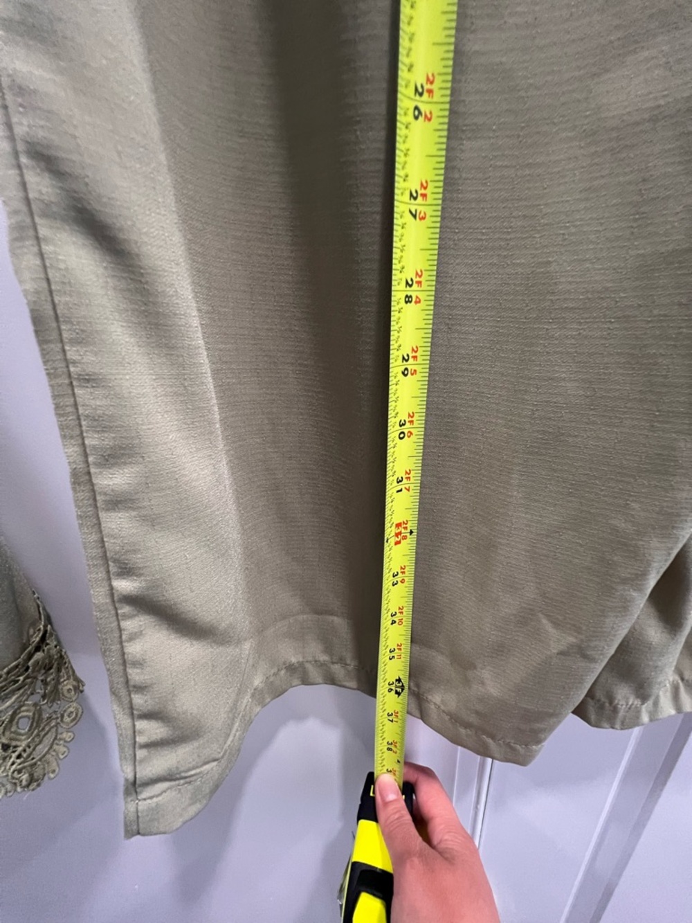 Women’s Wide Leg Pants & Lace-Hem Tank Set in Olive - Picture 6 of 6